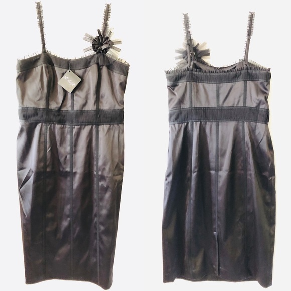 WHBM Spaghetti Strap LBD Tulle Wiggle Pencil Dress 10 NWT - Picture 1 of 7